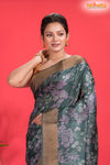 PURE PRINTED TUSSAR SILK GREEN