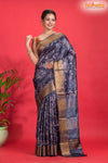 PURE PRINTED TUSSAR SILK BLUE