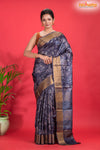 PURE PRINTED TUSSAR SILK BLUE
