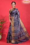 PURE PRINTED TUSSAR SILK BLUE