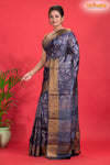 PURE PRINTED TUSSAR SILK BLUE