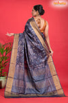 PURE PRINTED TUSSAR SILK BLUE