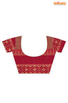 Pondicherry Khadi Cotton, Handloom Saree with Traditional Design in Brown Red