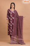 PURPLE FLORAL COTTON KURTI