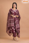 PURPLE FLORAL COTTON KURTI