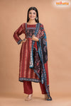 RED BLACK SHIMMER SILK KURTI