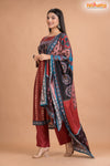 RED BLACK SHIMMER SILK KURTI