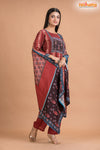 RED BLACK SHIMMER SILK KURTI