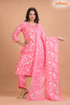 LIGHT PINK FLORAL COTTON KURTI