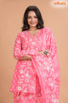 LIGHT PINK FLORAL COTTON KURTI