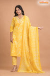 LIGHT YELLOW FLORAL COTTON KURTI