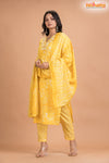 LIGHT YELLOW FLORAL COTTON KURTI