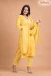 LIGHT YELLOW FLORAL COTTON KURTI
