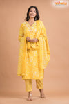 LIGHT YELLOW FLORAL COTTON KURTI