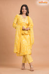 LIGHT YELLOW FLORAL COTTON KURTI