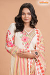 WHITE FLORAL SHIMMER SILK  KURTI