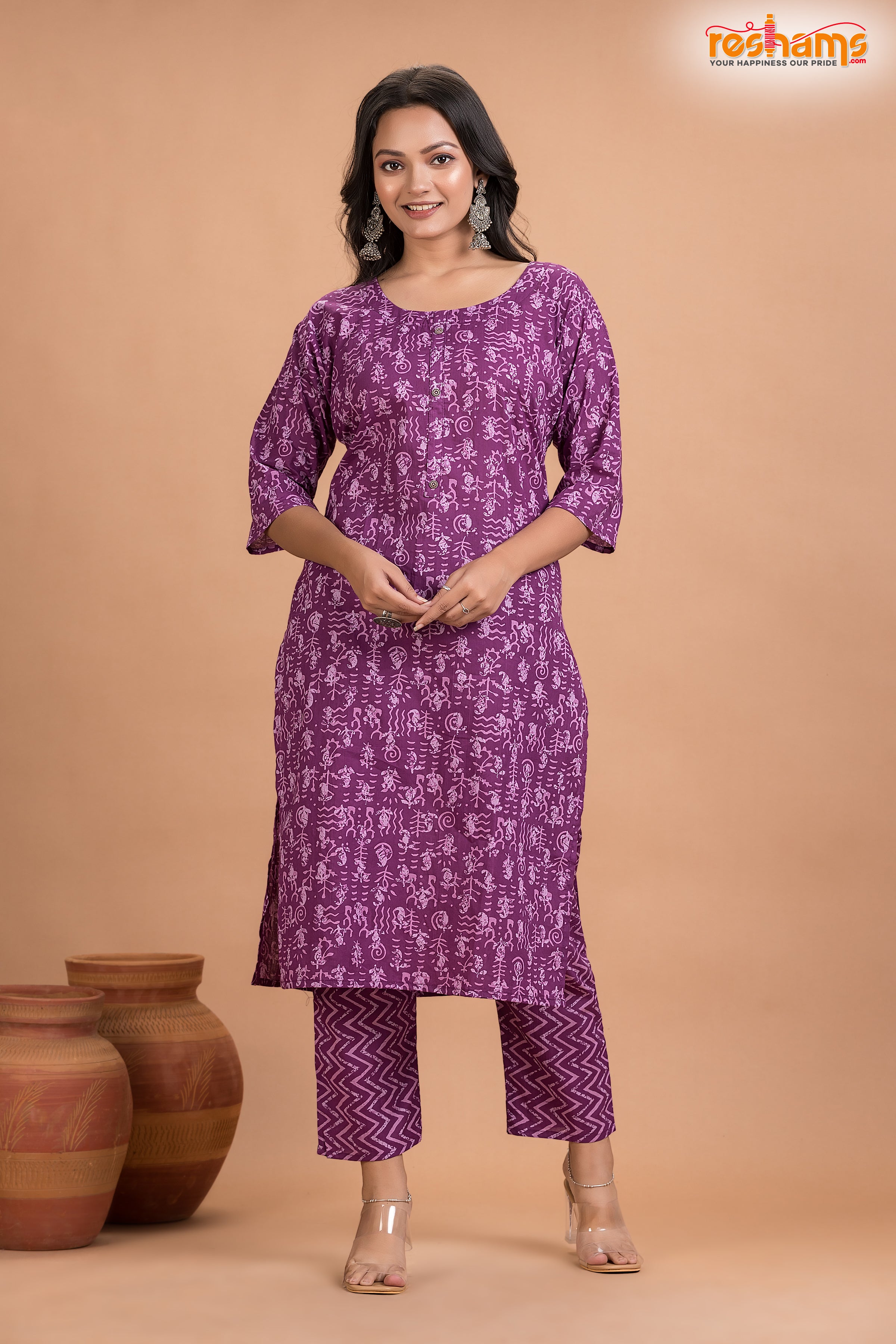 PURPLE PRINT COTTON KURTI