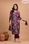 PURPLE MULTICOLOR SHIMMER SILK  KURTI