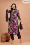 PURPLE MULTICOLOR SHIMMER SILK  KURTI
