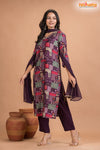 PURPLE MULTICOLOR SHIMMER SILK  KURTI