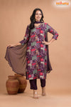 PURPLE MULTICOLOR SHIMMER SILK  KURTI