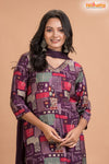 PURPLE MULTICOLOR SHIMMER SILK  KURTI