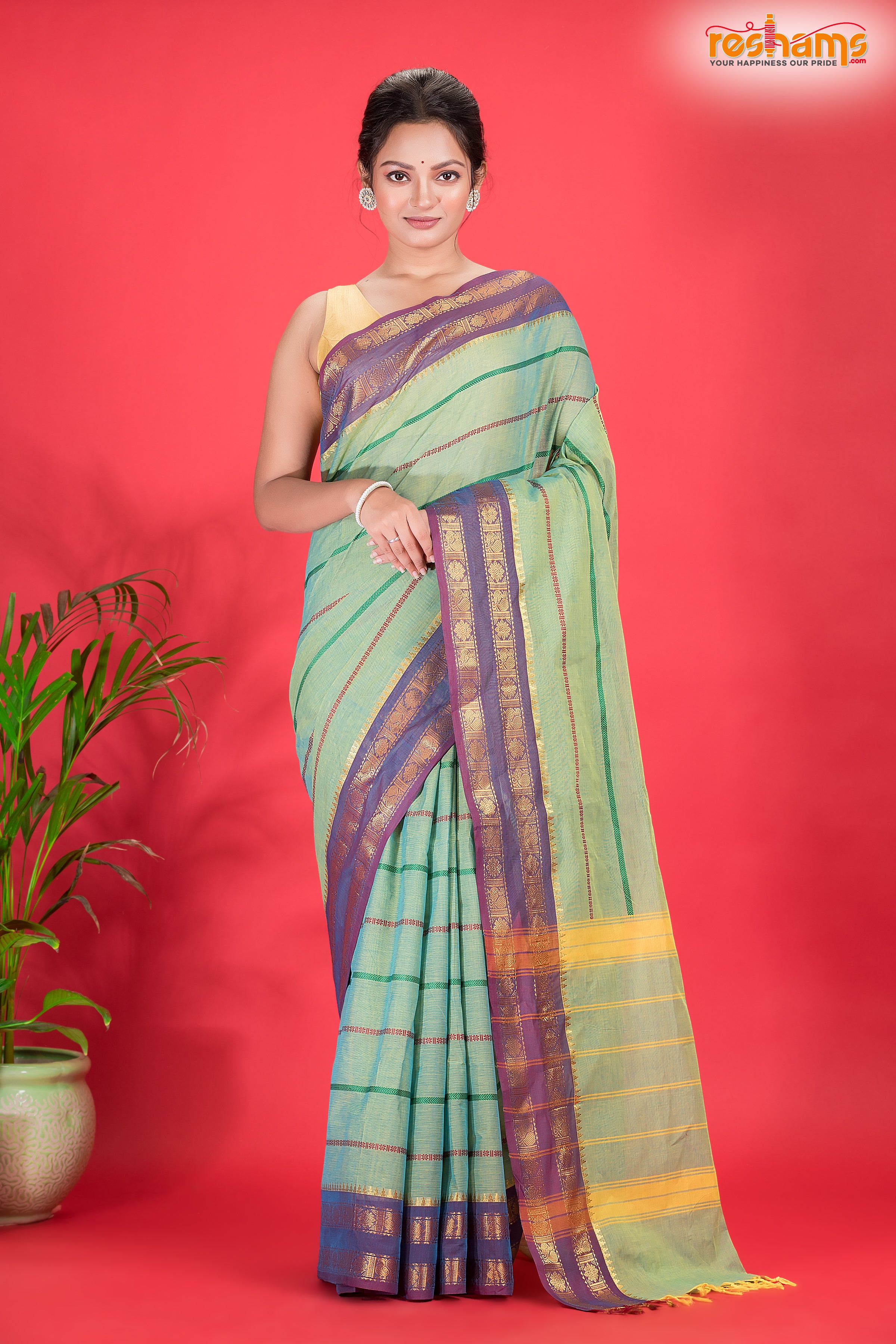 KOVAI KORA COTTON PURPLE GREEN
