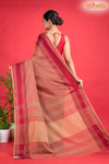 Pondicherry Khadi Cotton, Handloom Saree with Traditional Design in Light And Deep Brown