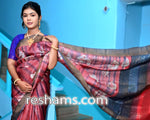 Tussar Mom Batik Silk Saree in Brick Red Colour - Handwoven