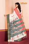 Vidarbha Pure Tussar White with Gujrathi Stitch