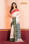Vidarbha Pure Tussar White with Gujrathi Stitch