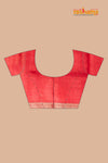 PURE PRINTED TUSSAR SILK WHITE RED