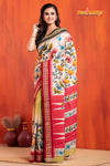 Vidarbha Pure Tussar White Red Kalamkari
