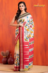Vidarbha Pure Tussar White Red Kalamkari