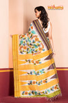 Vidarbha Pure Tussar White Yellow Kalamkari