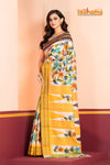 Vidarbha Pure Tussar White Yellow Kalamkari