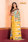 Vidarbha Pure Tussar White Yellow Kalamkari