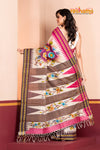 Vidarbha Pure Tussar White Purple Kalamkari