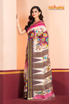 Vidarbha Pure Tussar White Purple Kalamkari