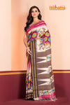 Vidarbha Pure Tussar White Purple Kalamkari