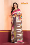Vidarbha Pure Tussar White Purple Kalamkari
