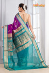 Pure Silk Paithani with Off purple body with green Pallu