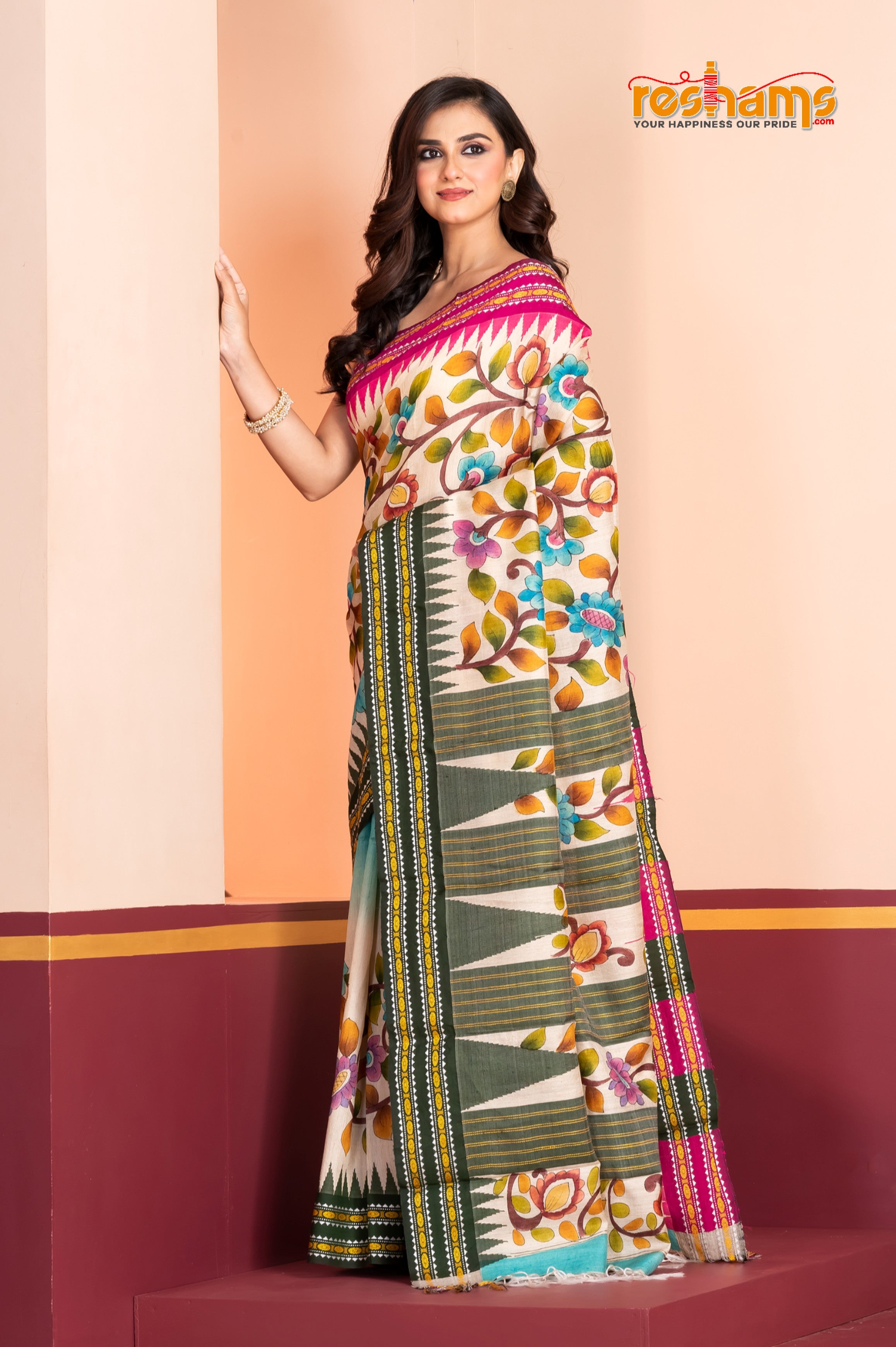 Vidarbha Pure Tussar White Kalamkari