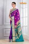 Pure Silk Paithani with Off purple body with green Pallu
