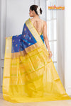Pure Silk Paithani with Off blue body with yellow Pallu
