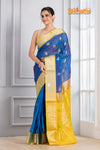 Pure Silk Paithani with Off blue body with yellow Pallu