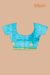Tussar Kantha Stitch with yellow sky hand paint big flower motif