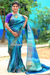 Tussar Printed Silk Saree in Blue Colour - Handwoven