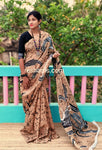Mul Cotton Digital Print Saree – Peach