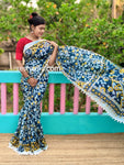 Mul Cotton with PomPom Lace – Blue White